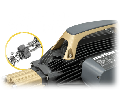Active 3.0 pressure washer exploded view showing 5-piston pump components