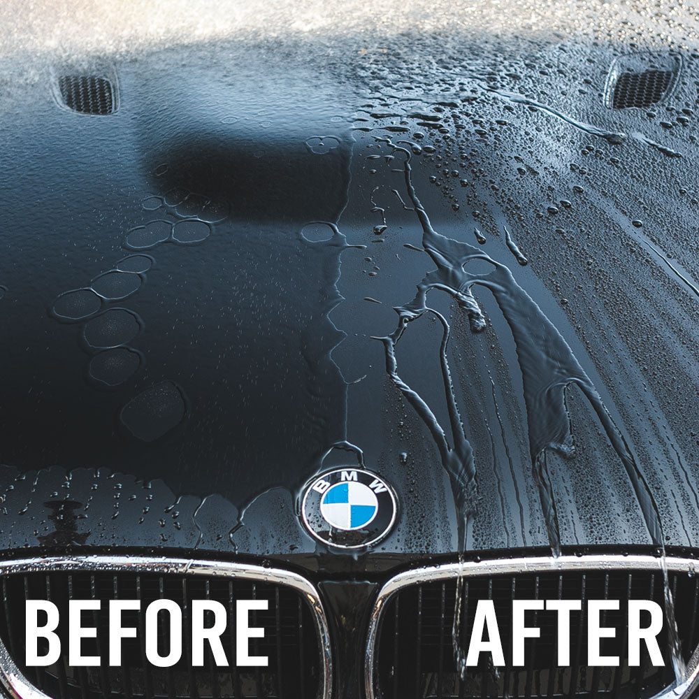 Bead Maker hydrophobic water beading on car paint after application