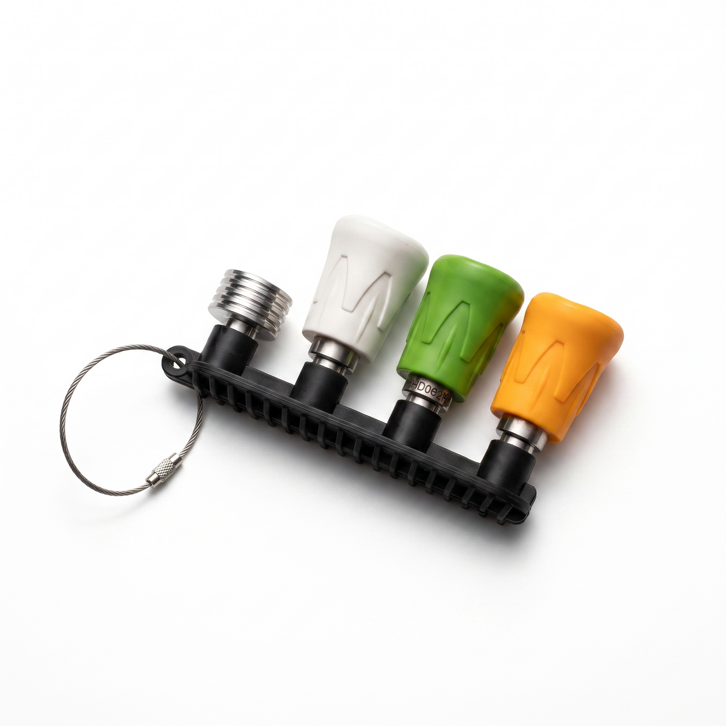 4-in-1 sproeikop set met sleutelhanger voor de Active 3.0 hogedrukreiniger - RVS, wit, groen en oranje verwisselbare spuitmonden