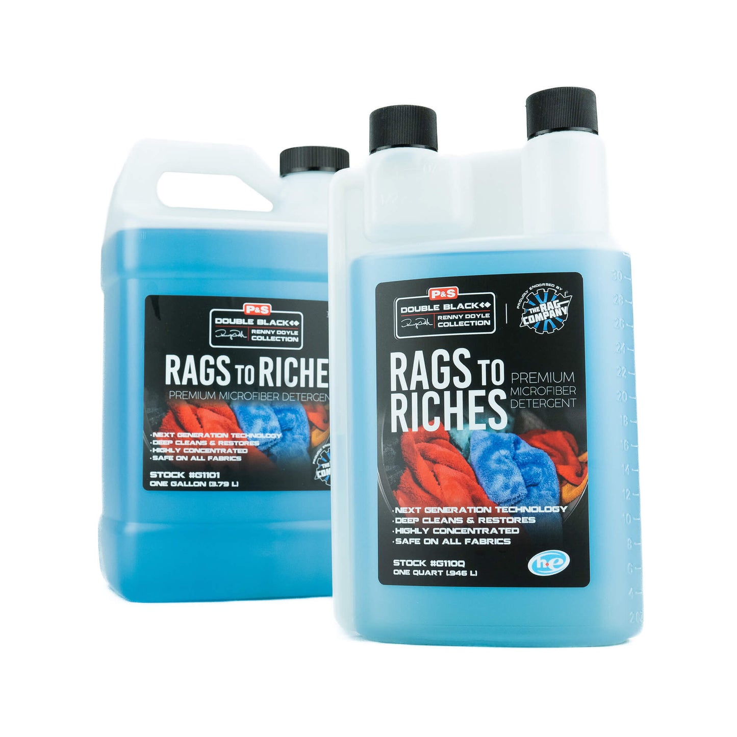 P&S Rags to Riches 946ml microfiber detergent bottle, professional microfiber wash for detailing towels